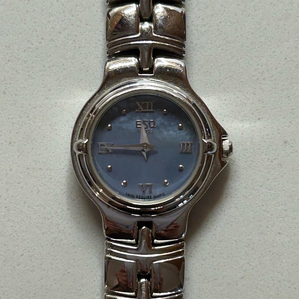 ESQ Swiss vintage silver and blue watch